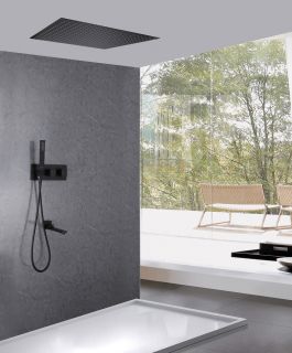 Душевая система ABBER Daheim AF8254B с термостатом чёрный матовый